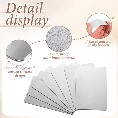 Yuanan 100PCS Metal Business Cards Blank, 0.45mm Aluminum Business Card Blanks Thick Engraving, 3.4x2.1 Inch Multipurpose for Cards Cnc Engraver Laser Engraving DIY Card-Silver
