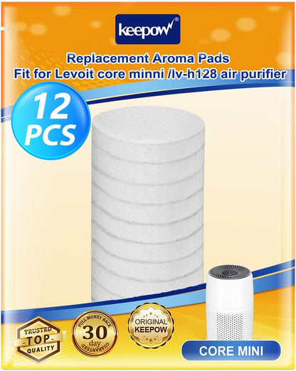 KEEPOW 12 Pack Aroma Pads Refills, Compatible with LEVOIT Core Mini/LV-H128 Air Purifier, Essential Oil Pads Replacement