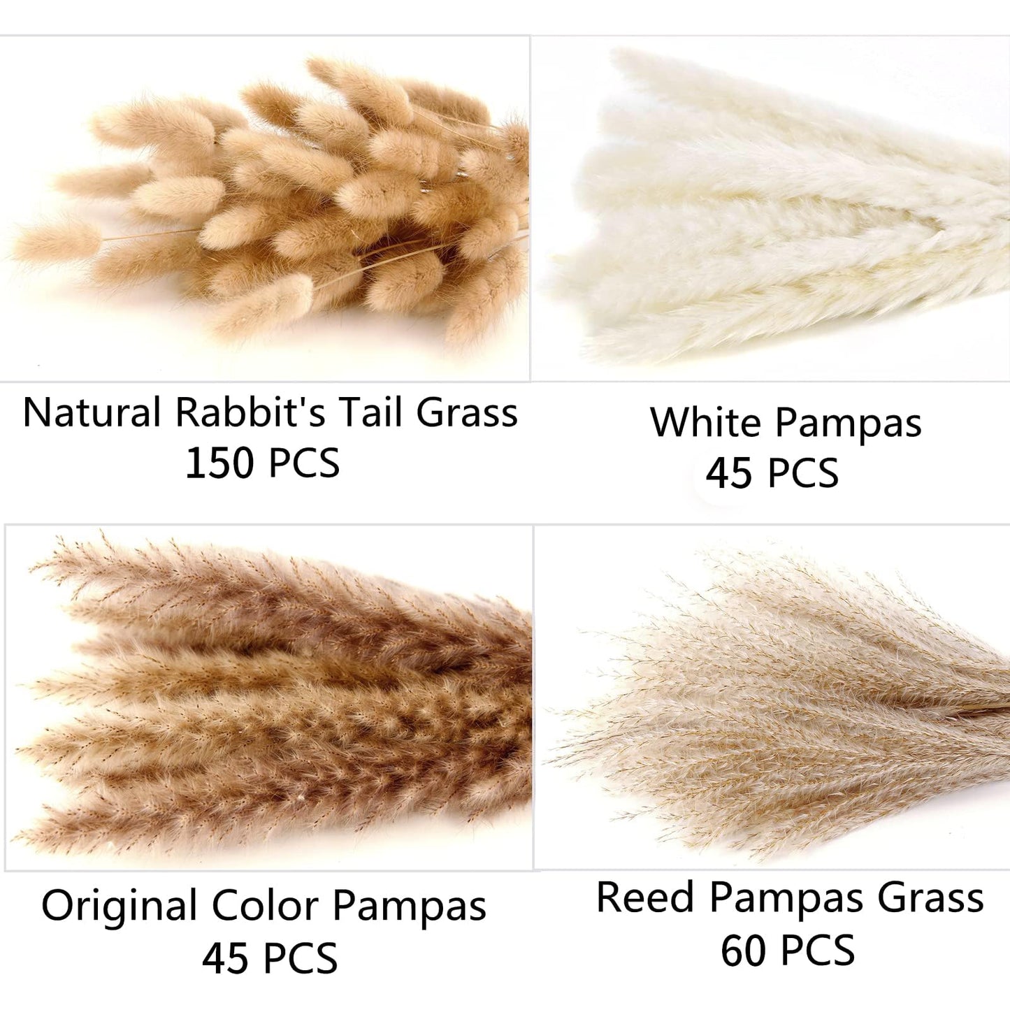 300 PCS Dried Flower Bouquet – Pampas Grass, Floral Decor for Home, Wedding, and Boho Style | Perfect for Vases, Fall, Spring, Summer, and Winter Arrangements