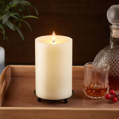CozierGlow Flameless Pillar Candles Flickering with Remote Timer, Battery Operated LED Candles Up to 400 Hours, 3D Moving Flame Real Wax Candles, D4 x H6, Remote Included (Ivory, 4inx6in)