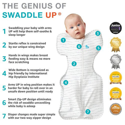 Love to Dream Swaddle UP, Baby Sleep Sack, Self-Soothing Swaddles for Newborns, Improves Sleep, Snug Fit Helps Calm Startle Reflex, New Born Essentials for Baby, Small 8-13lbs, Gray