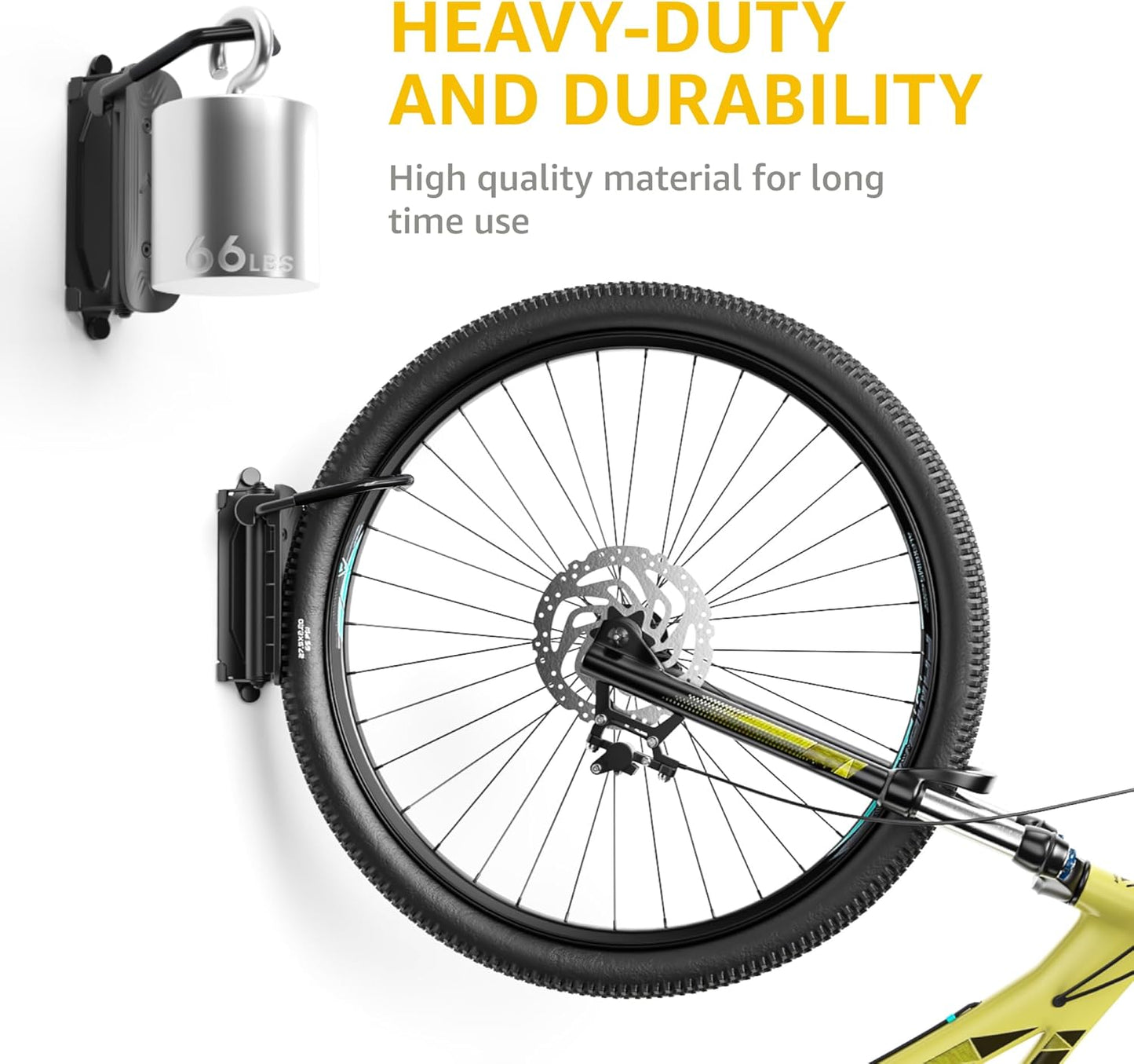 monTEK Swivel Bike Wall Mount - Space-Saving Vertical Bike Rack for Garage | Holds Up to 66lbs, Easy Install, 4 Pack