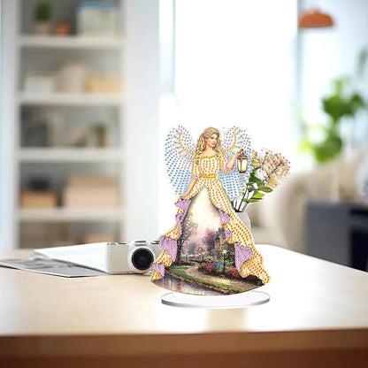 JZHYOAN Angel Diamond Art Desktop Ornaments Gem Painting Table Ornaments Gem Art for Adults Diamond Painting Desk Stand Crystal Arts Mosaic Kit DIY Desktop Kits with Special Shape
