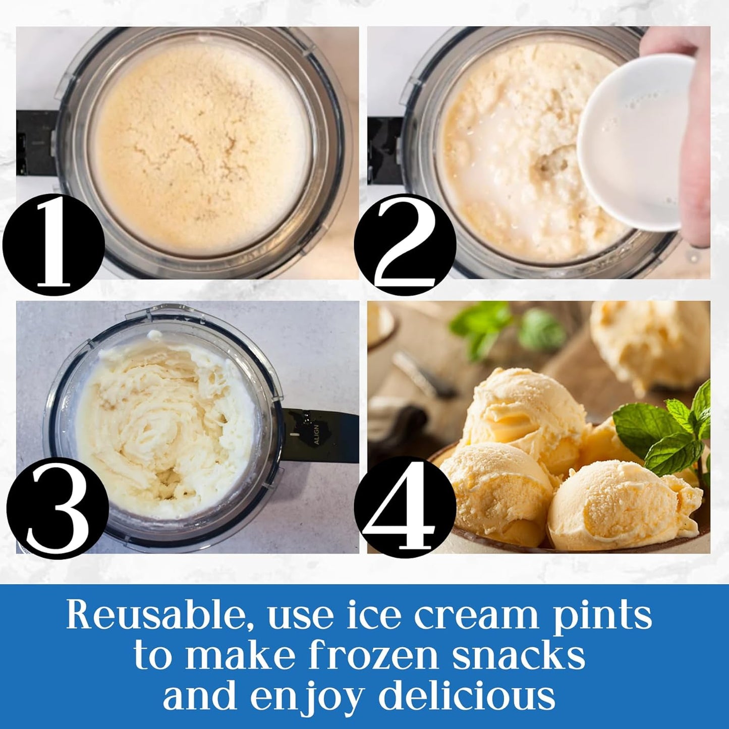 4 Pack 24 oz 11-in-1 Set, NC501 NC500 Creami Pints and Lids for Ninja - Deluxe Creamy Icecream Containers Cups Jars