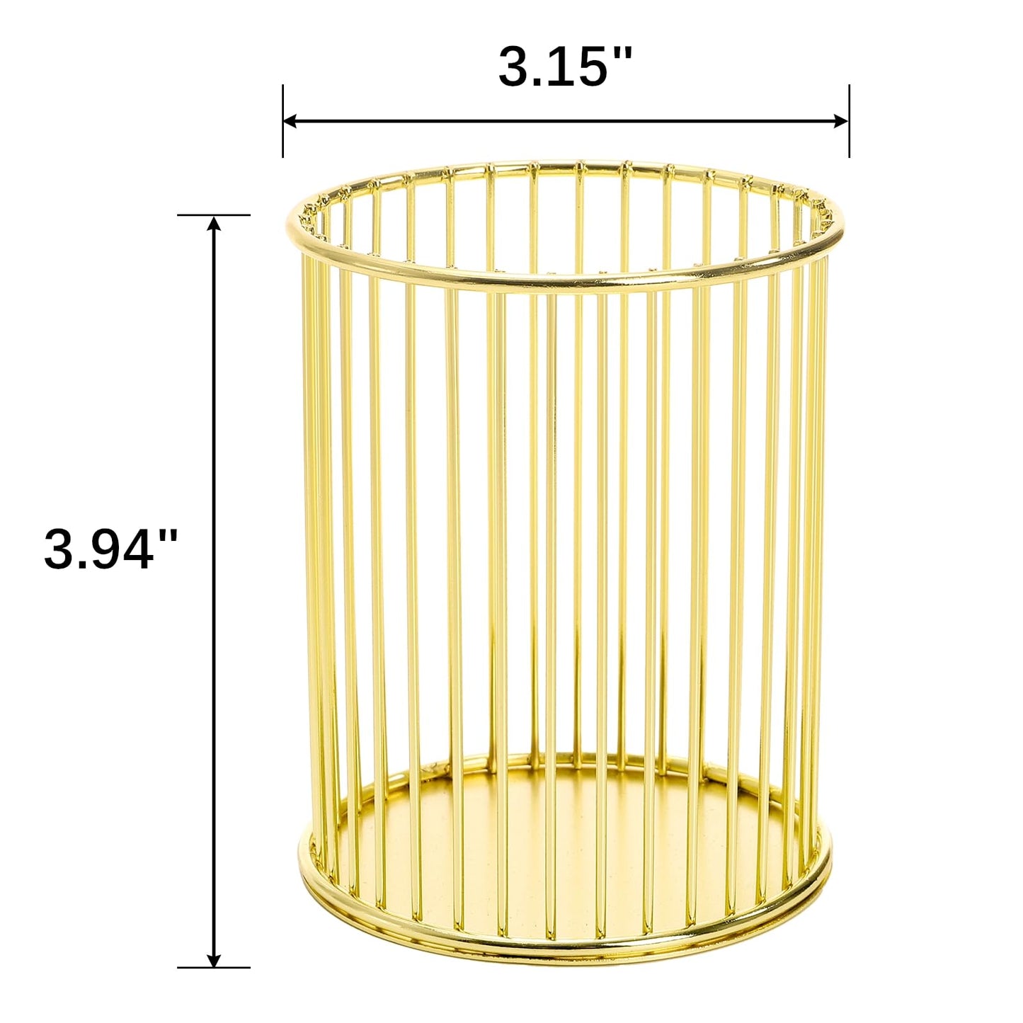 Yopay 4 Pack Gold Pencil Holder, Metal Pen Cup Makeup Brush Holder for Desk, Round Wire Mesh Desktop Organizer for Office School Home Vanity, Aesthetic Cylindrical Storage Organizer for Art Supplies