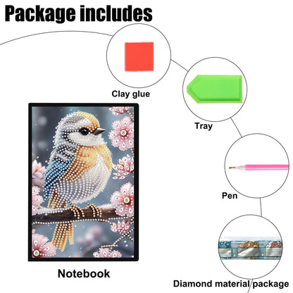 SHEGZHUC Diamond Painting Notebook Journal A5 Blank 14.5x21cm/5.7×8.26in Diamond Painting Composition Journaling Notebooks Notepad Sketchbook Diary Special Drills Girls Gifts || Hummingbirds Animal