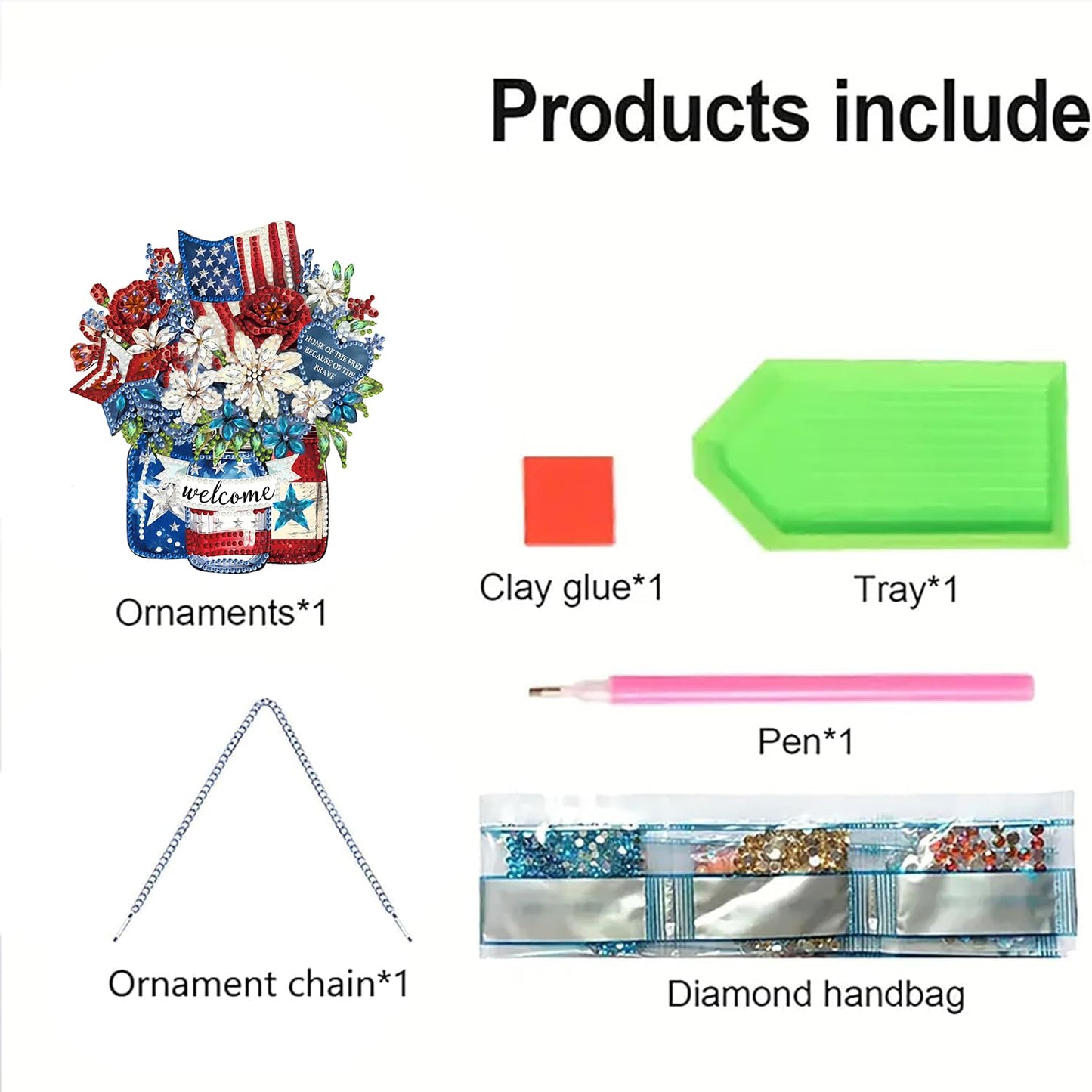Diamond Art Hanging Kit for Adult,Special Shaped Rhinestone,Double Sided DIY Acrylic Diamond Art Painting Window Pendants Home Garden Wall Hanging Kits Hanging Ornament (Independence Day Flower)