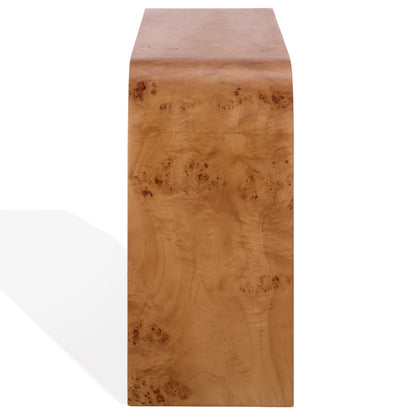 SAFAVIEH Couture Collection - Tessly Walnut Burl Veneer Console Table, Curved Waterfall Design, Fully Assembled (SFV5550A)