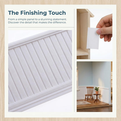 Garneck 5Pcs Dollhouse Wainscoting Panels: 1:12 Scale Miniature Wall Trim Self Adhesive White Wallpaper Molding for Doll House Interior Decor DIY Room Scene Siding Accessories