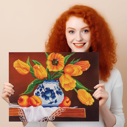 DIAMOND DOTZ Yellow Tulips Partial Drill Round Dotz Diamond Painting Kit for Adults, 16''x20''