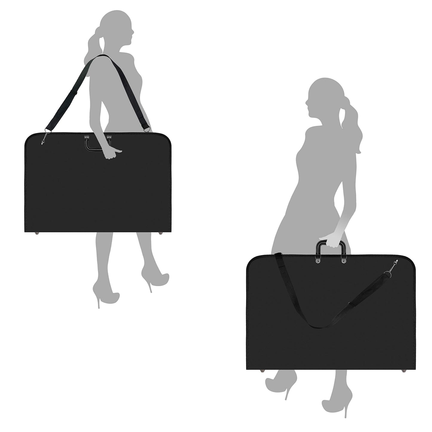 Vantasii Black Art Portfolio Case Artist Carrying Case Artist Portfolios Case with Shoulder Strap (19x14.7x1.5 Inch)