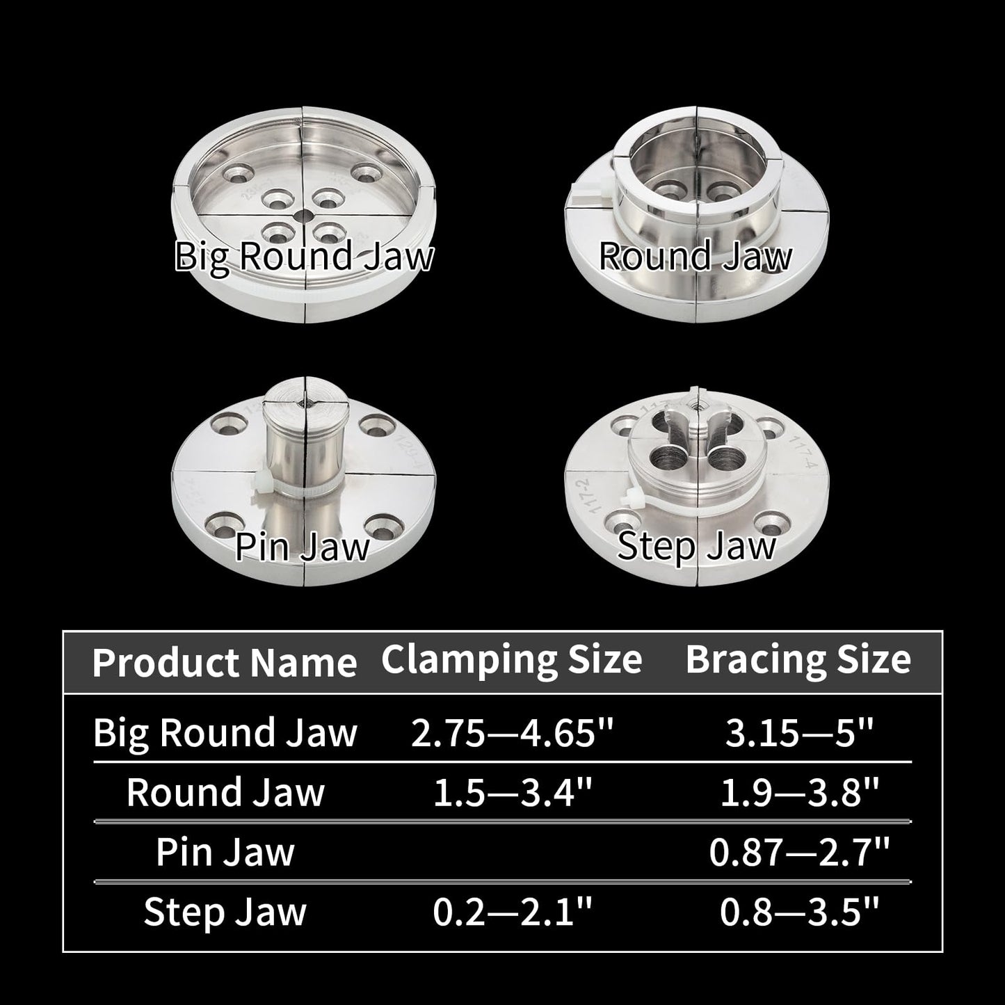 DEEFIINE 4 Inch Wood Lathe Chuck Set 1" x 8TPI Thread & 3/4"x16TPI Adapter, Nickel Plated Self-Centering 4 Jaw Wood Turning Chuck.(4 jaw)