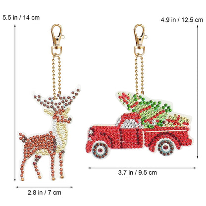 Garneck 12Pcs Christmas Diamond Art Ornaments Double Sided Xmas Diamond Art Painting Keychain Snowman Bell Santa Claus Diamond Kits for Xmas DIY Crafts Hanging Ornaments Home Decor