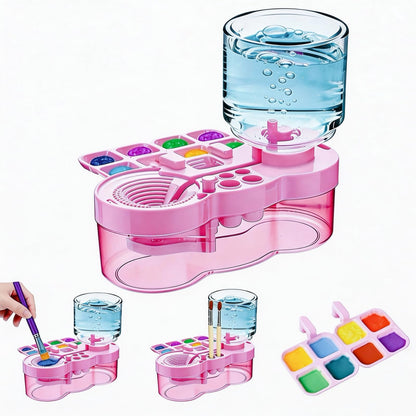 Paint Brush Cleaner Tool - Brush Washer Painting Station, Paintbrush Cleaners Water Dispenser Circulation, Art Acrylic Cleaning Watercolor Rinser for Kids Adult Artist