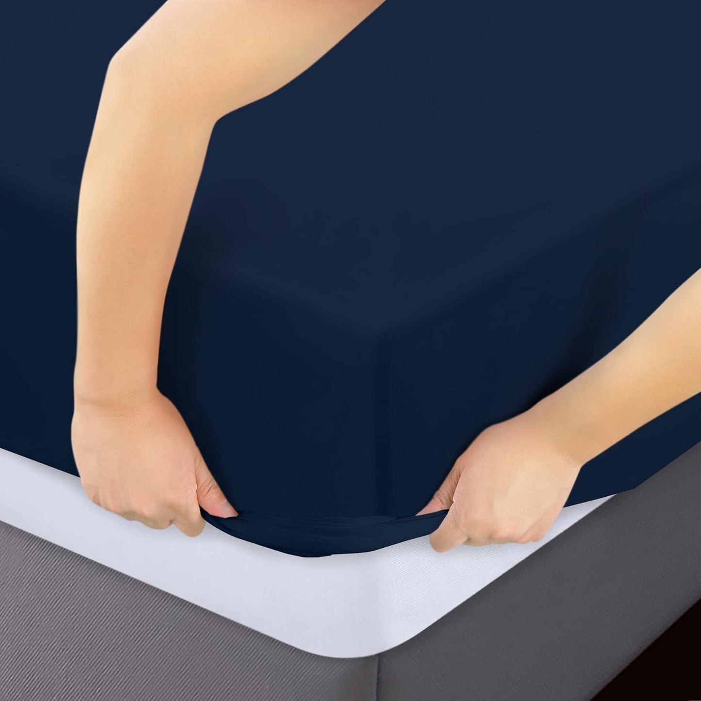 Utopia Bedding Queen Fitted Sheets - Soft Brushed Microfiber - Deep Pockets - Navy - Easy Care & Fade Resistant