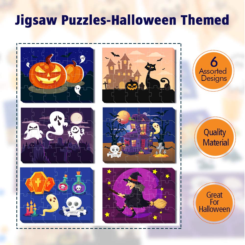 KiDEPOCH Halloween Puzzles Set of 6 Designs - 36 Pack, 24-Piece, 5.5 x 7.3 inches, Multicolor, Cardboard & Paper, Jigsaw, For Kids & Adults, Indoor & Classroom, Family Game Night & Party Favors