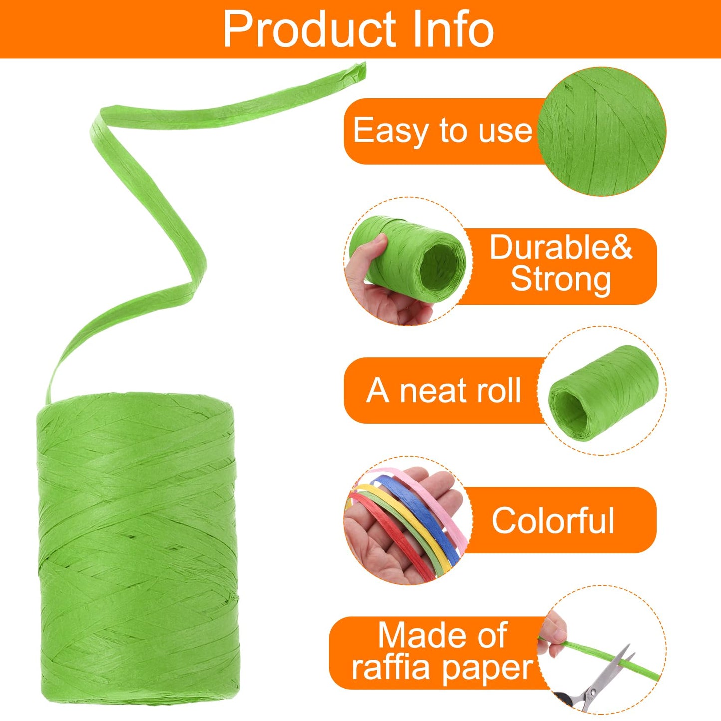 MECCANIXITY 2 Rolls Raffia Paper Ribbon Bulk,1/4 Inch Wide 110 Yards Light Green Twine String Paper Yarn for DIY Craft Weaving, Decoration, Gift Wrapping