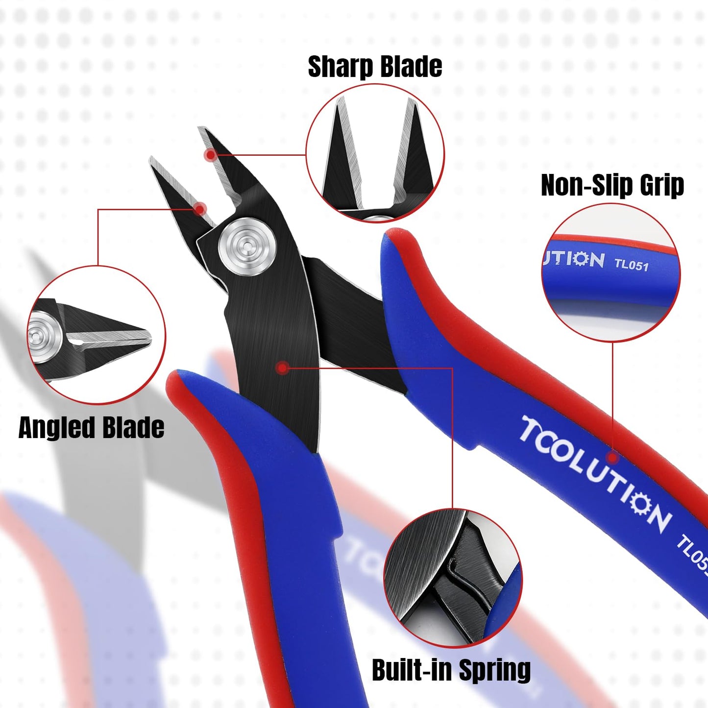 TOOLUTION 10 Pack Flush Wire Cutters - Small Diagonal Cut Pliers Side Cutter Snips Bulk - Micro Clippers for Cutting Zip Tie Model 3D Printer - Mini Nippers for Crafting Electrical Jewelry Making