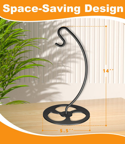 Bliocefo Banana Holder Metal Hanger Rack Stand Tree Keeper Modern Hook with Metal Base Storage and Display of Fruit for Home Kitchen Countertop Easy to Take Anywhere Doesn't Tip Over (Black.)