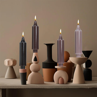 Brown Short Taper Candles Candlestick Twisted Candles Set of 4 for Decoration Weddings Party Church-Unscented Dripless Candles 7.5inch(A-Gradient Brown)
