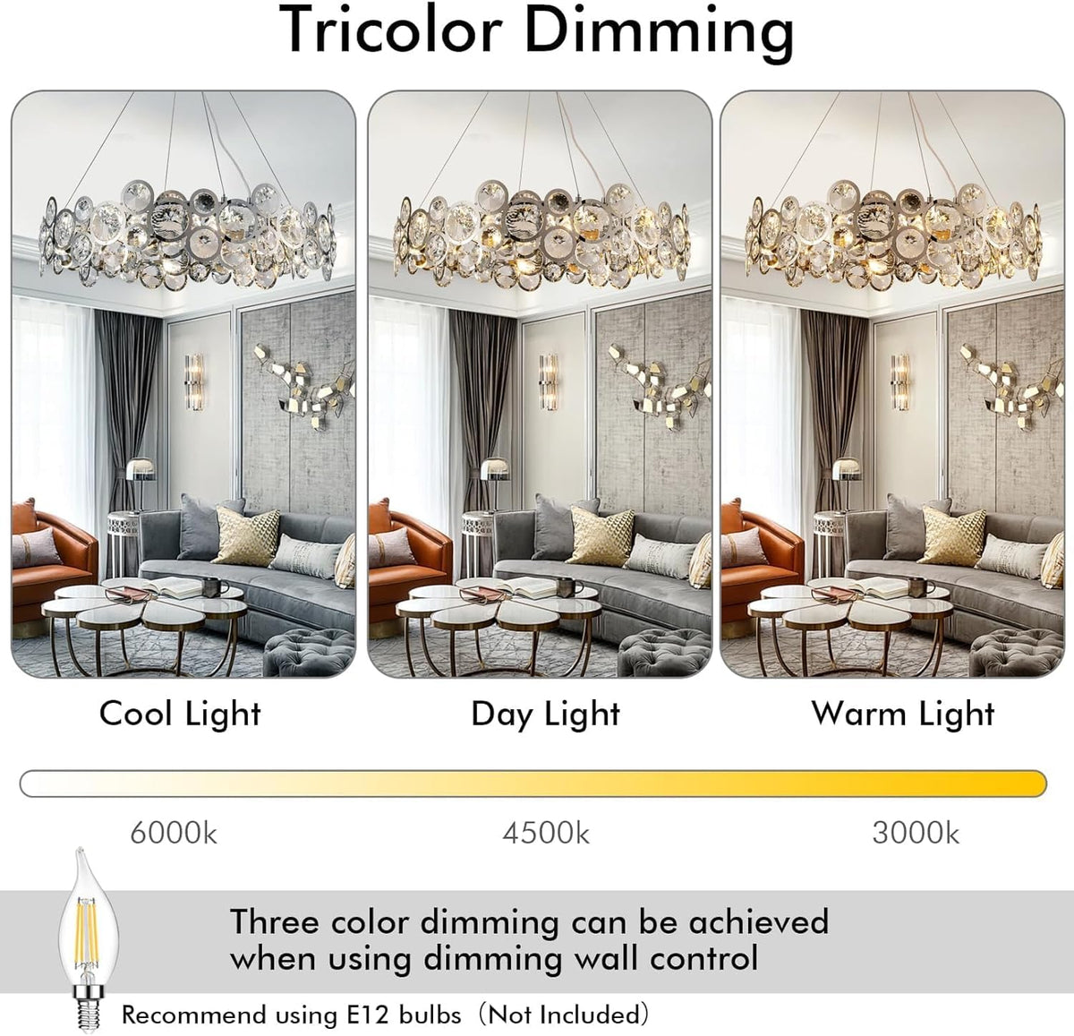 Wndtu Opal Unique Elegance Crystal Chandelier Luxury Round Crystal Modern Stainless Steel Chrome Pendant Ceiling Lights Fixture for Dining Room Living Room Kitchen Island Above Table D22