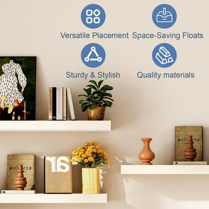 12x7x1.5 Set 2 Floating Shelves for Wall White Shelves Bathroom, Bedroom and Living Room, Wall Shelves & Book Shelf