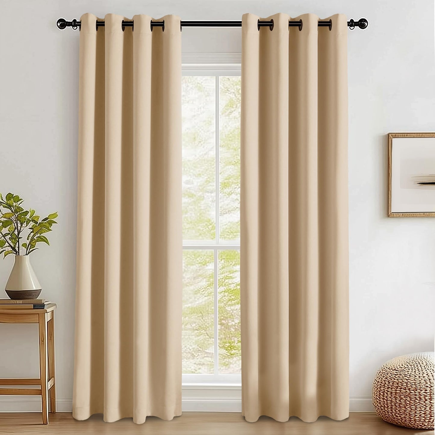 Rose Home Fashion Blackout Sliding Door Curtains, Room Darkening Thermal Insulated Curtains for Living Room Bedroom, Sliding Glass Door Drapes, 1 Panel, W52 x L96, Biscotti Beige