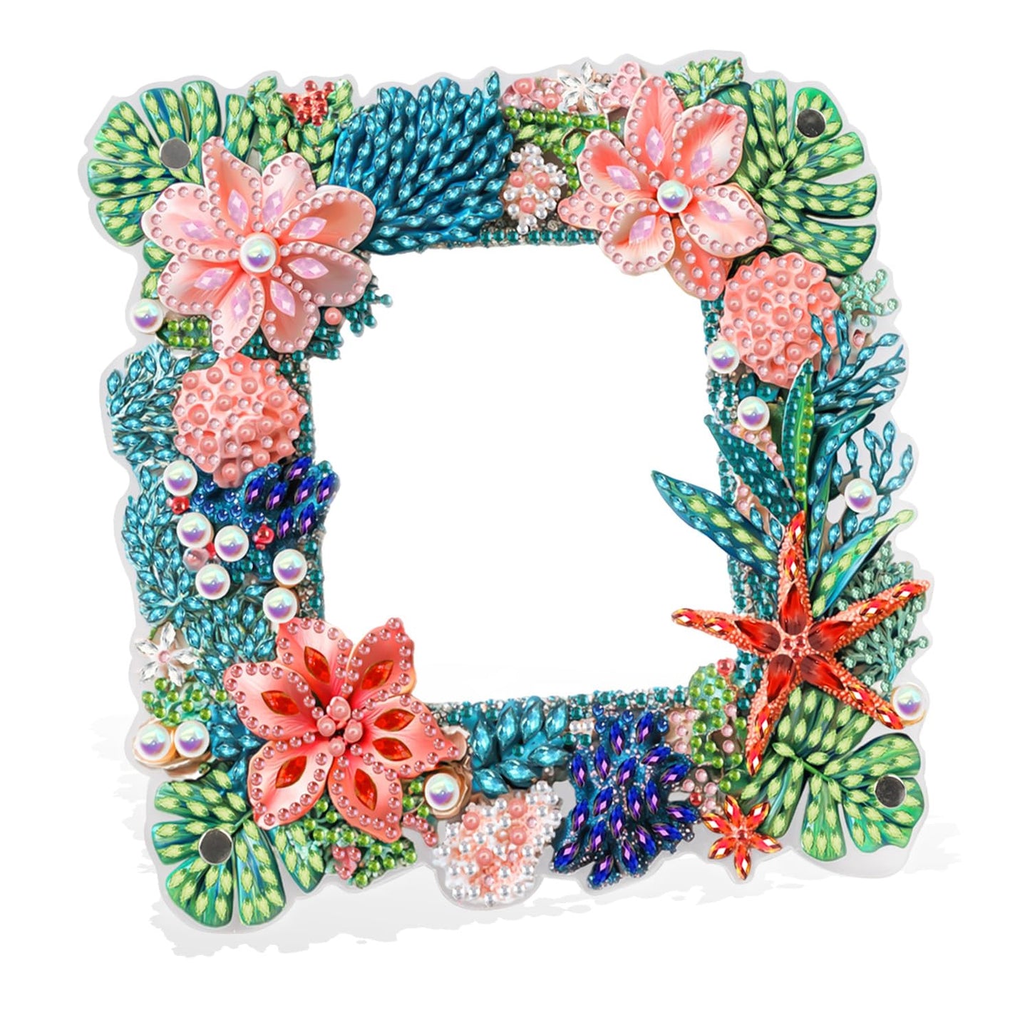AIRDEA 5D Diamond Art Painting Desktop Photo Frame Ornament Flowers Butterfly Special Shape Diamond Dots Frame Kits for Adults,8x8in/20x20cm (Green Pink Blue)