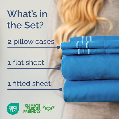 Queen Size 4-Piece Sheet Set | Skiennix Comfy Cooling Bed Sheets - Luxury Hotel Quality - Deep Pockets, Soft & Wrinkle-Free - Royal Blue