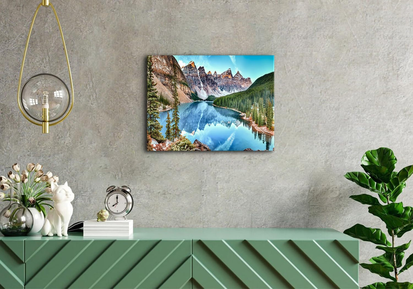 Colorado Wall Art, Banff Mountain Moraine Lake National Park Photo Canvas Prints, 12x16” Framed Pictures