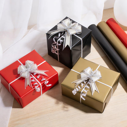 Isaspire Gift Wrapping Paper Set - 3 Rolls, Black, Red, and Gold Wrapping Paper for Christmas, Birthdays, Weddings, Graduations, and Baby Showers, Includes Gift Bow, 17 x 394 inches per roll