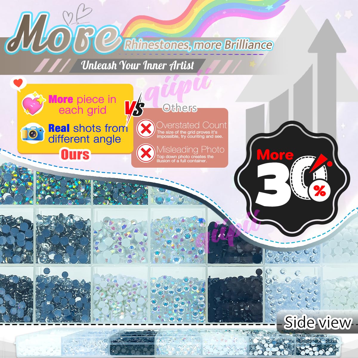 qiipii 28 Types Black White Silver Clear Jelly Resin Rhinestones w B7000 Glue for Bedazzling Crafting 3-6mm Flatback Stones Gems Diamonds Crystals for Face Makeup Crafts Tumblers Bottles Clothes Shoes