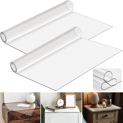 15.8 23.6 Inch, 1.5mm Trimmed Occasion(2 Nightstand Protector, Clear Plastic Table Cover Protector x Thick Rectangle