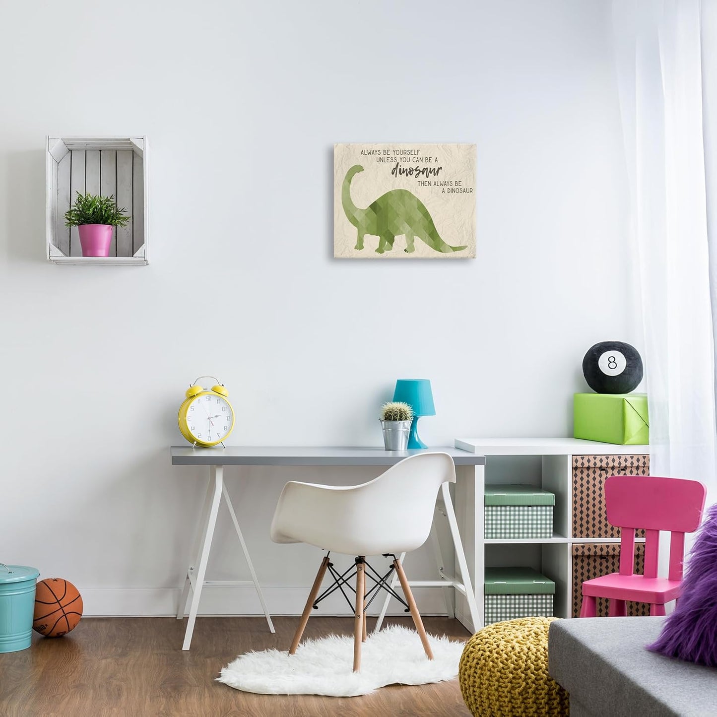 The Stupell Home Décor Collection Always Be a Dinosaur Brachiosaurus Stretched Canvas Wall Art, 16 x 20