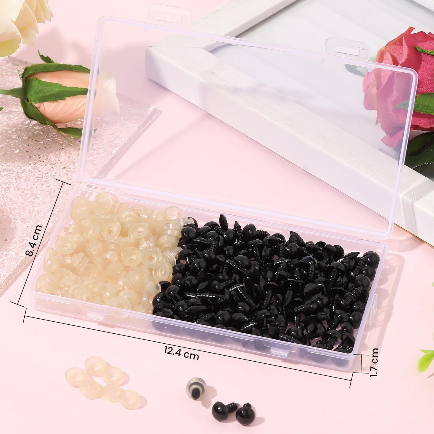 Vanblue Safety Eyes 260PCS 8mm Plastic Black Craft Eyes with Washers Teddy Bear Eyes for Amigurumi Stuffed Animals Crochet Toys Crafts Making Halloween Decorations