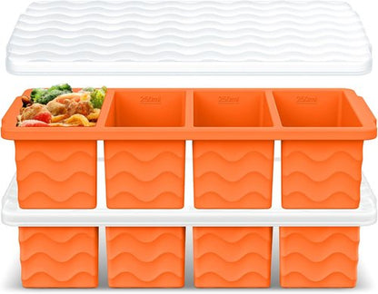 Doasuwish Silicone Freezer Tray - 1-Cup Soup Container with Lid for Meal Prep & Food Storage | 2 Pack