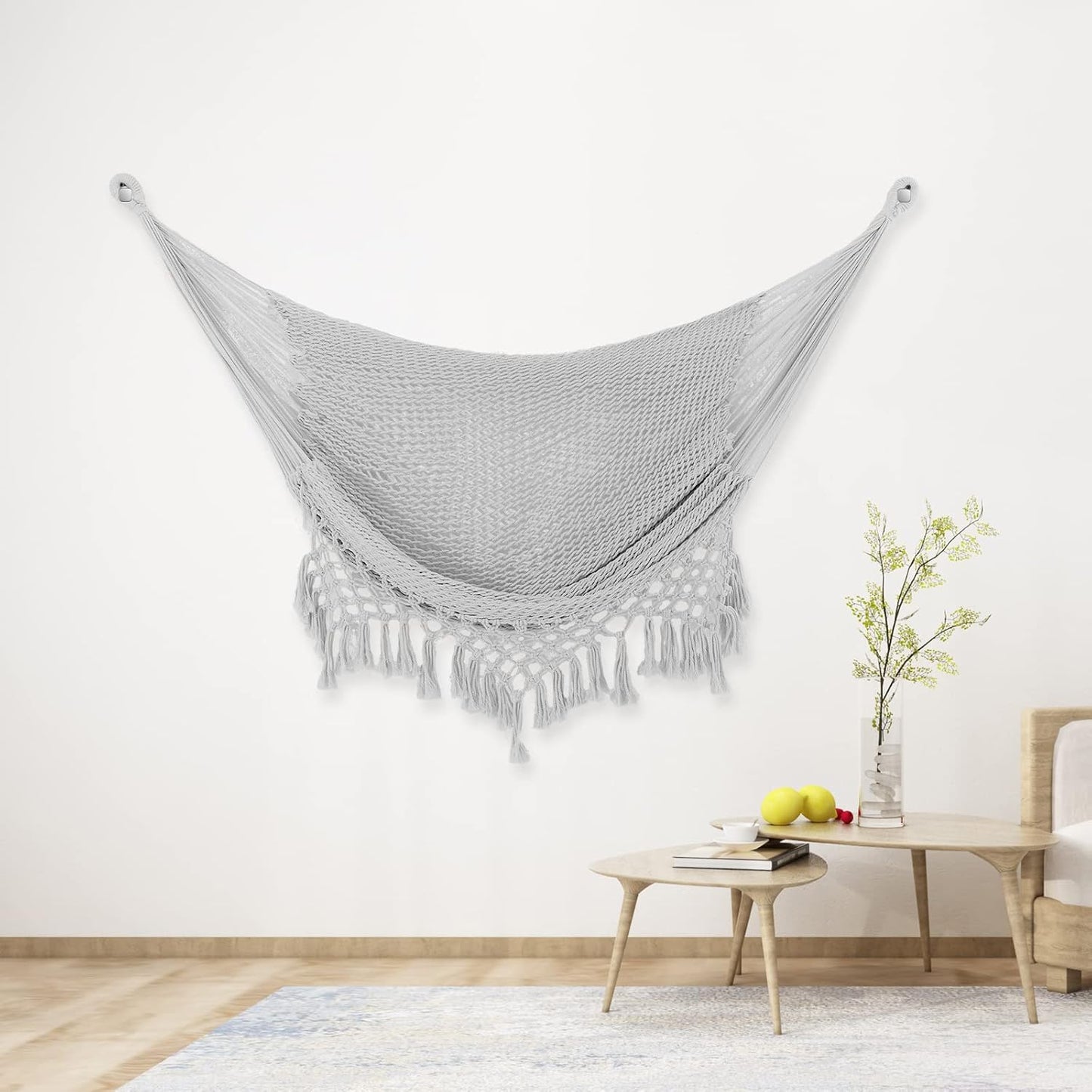 Hammock 330lbs, ChairMax Large Hanging Chair, Soft Cotton Rope Swing Chair with High Load-Bearing Metal Rod,Indoor