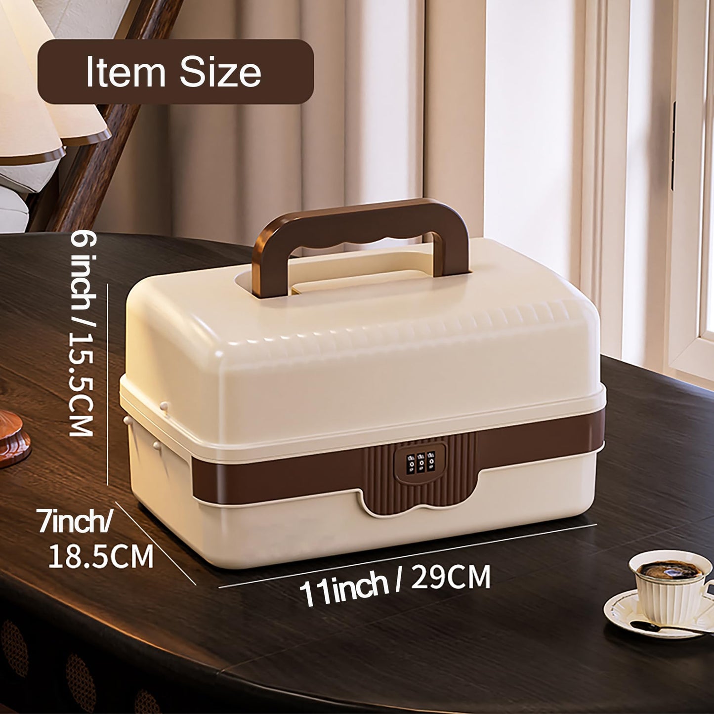 3-Layer Plastic Tackle Lock Box Organizers Storage, Portable Folding Sewing Box with Handle Dividers, Multipurpose Case for Sewing, Art Supplies, Medicine Lock Boxes, Tools Lock Organizer