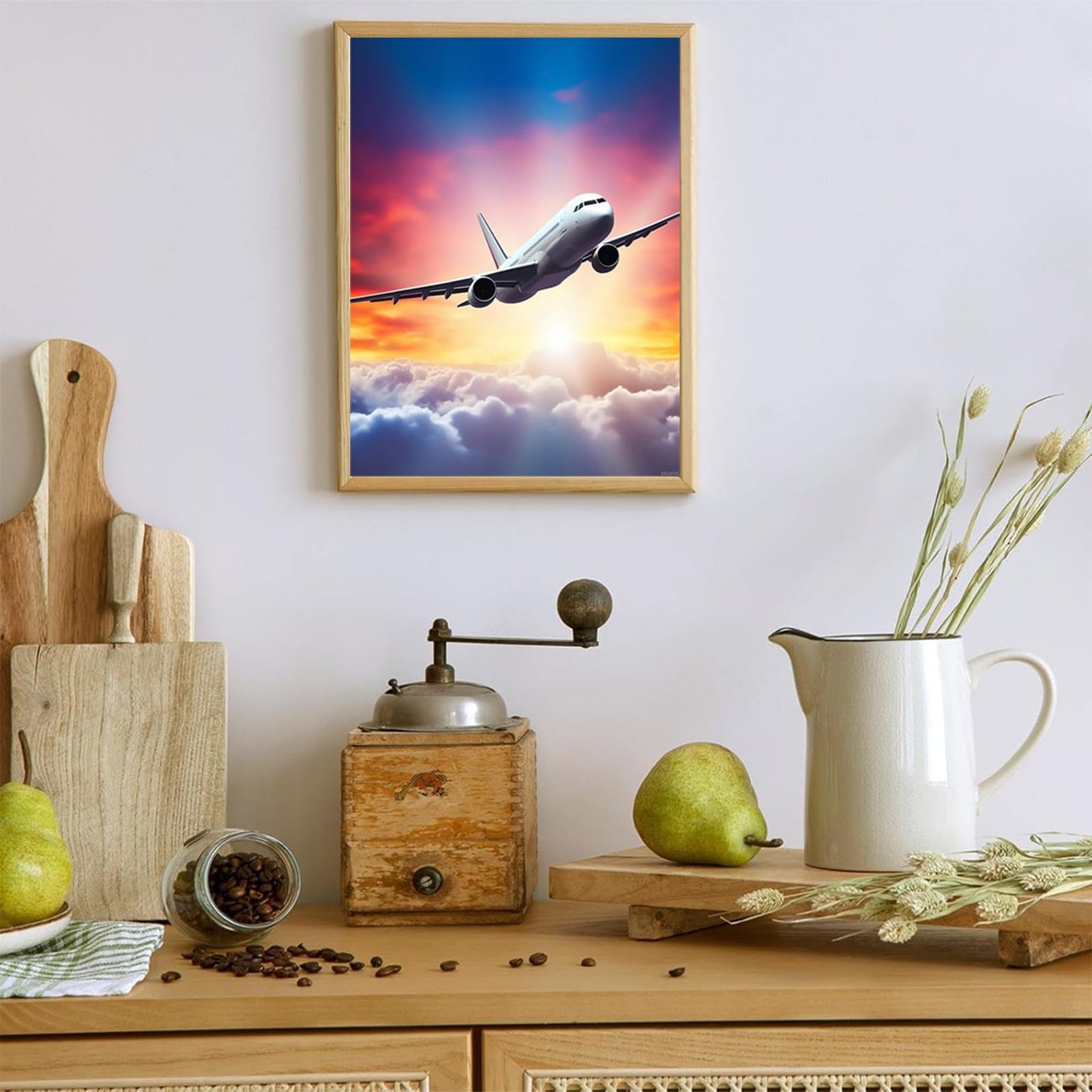 DIY 5D Diamond Painting Kits for Adults Airplane in Flight in The Sky at Sunset Airplane Diamond Painting Diamond Art Kits Gem Art Kits for Gift Home Wall Decor 12x16 inch