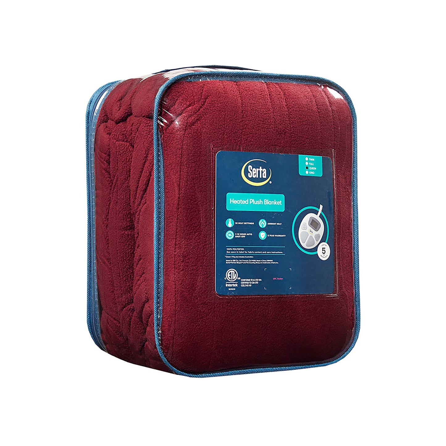 Serta Heated Blanket - Reversible Fleece to Sherpa Electric Blanket, Fast Heating, Auto Shut Off Timer, Multi Heat Setting, ETL Certified, Machine Washable, Grey Full 84"x 77"