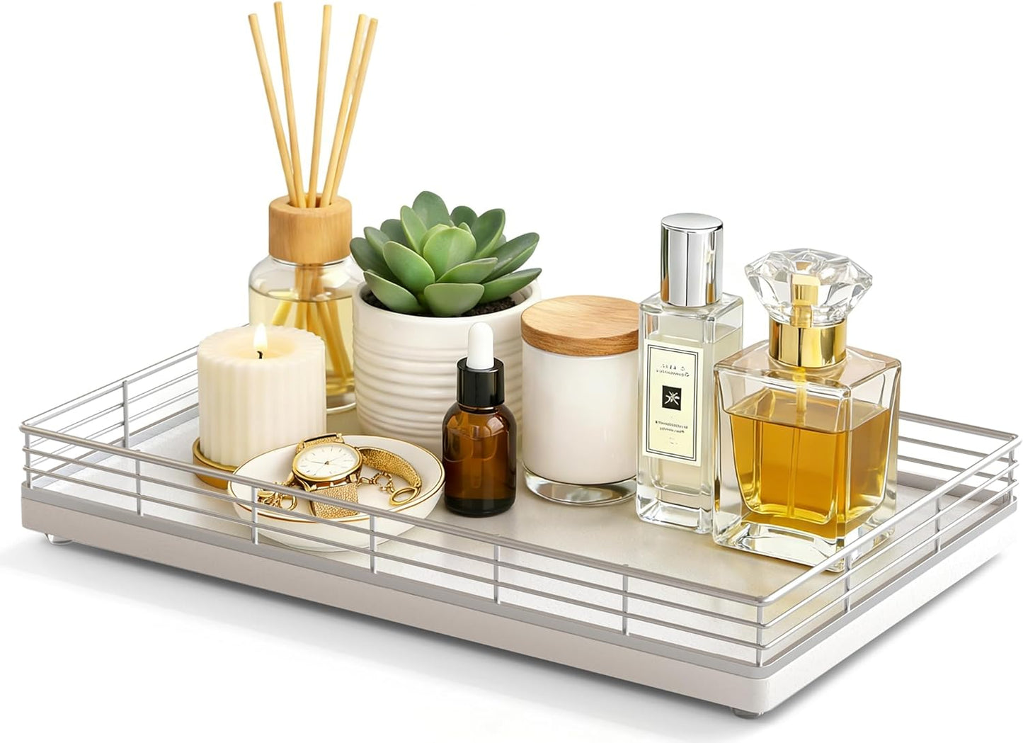 13" 8" Countertop Large Bathroom Vanity Tray x Oak Decorative Wooden Tray for Bathroom & Vanity Organizer, Wood Tray