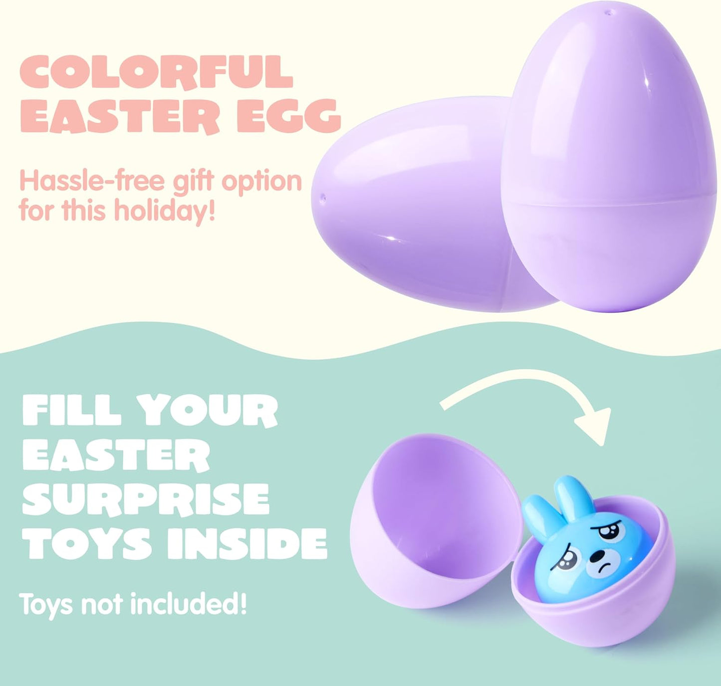 3.15" 200PCS JOYIN Pastel Easter Eggs, Large Plastic Eggs, Empty Colorful Fillable Eggshells for Easter Hunt, Party