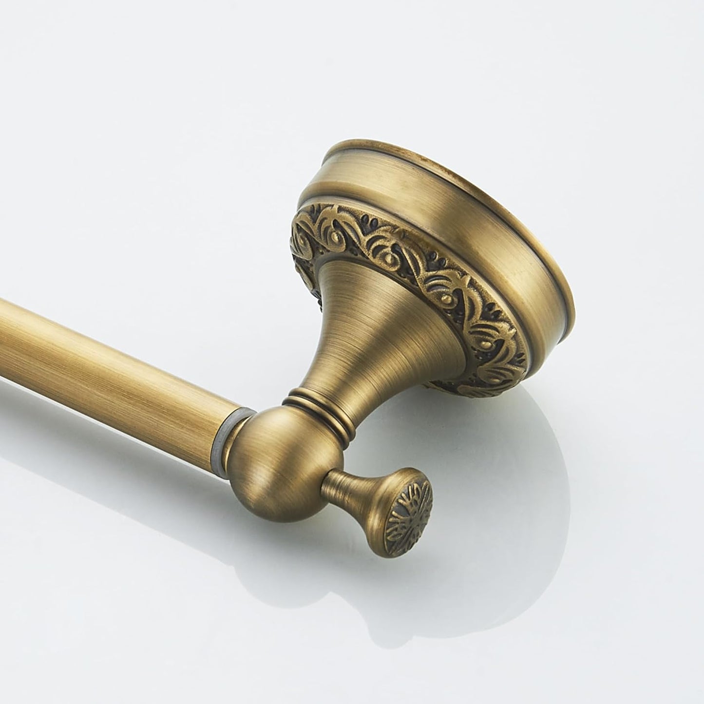 Antique Bronze Brass Hand Towel Bar, Rustproof Wall Mounted Towel Rack Hanger with Pattern Carving Design