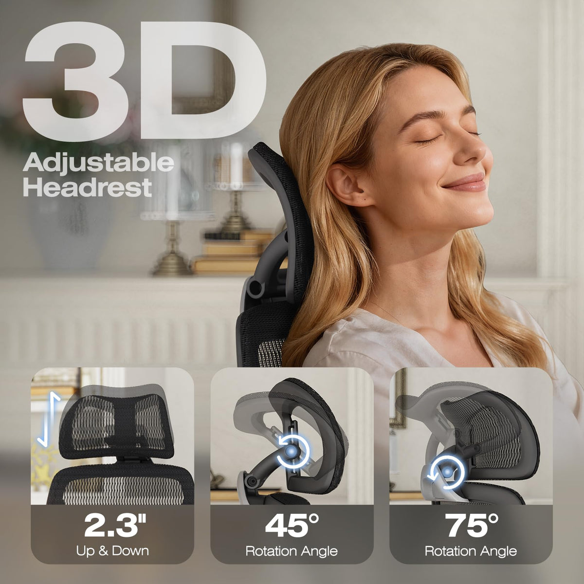ELABEST X100 Ergonomic Mesh Office Chair, Big and Tall Hone Desk Chair with 5D Flip-Up Arms, Adjustable 3D Lumbar Support,Gaming & Executive Computer Chairs for Long Hours, Padded Seat