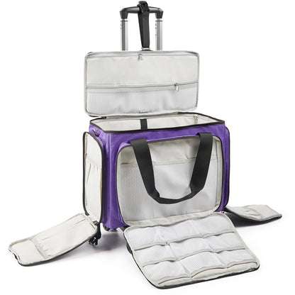 BatlFrist Rolling Sewing Machine Bag with Universal wheels,Sewing Machine Carrying Case with YKK zipers, Compatible most Standard Brother, Singer, Bernina, Sewing Machines (Dark Purple)