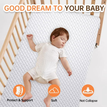 HREVAI Pack and Play Mattress,38"x26" High Resilience Dual Sided Memory Foam Pack N Play Mattress Pad for Baby,Mattress for Pack N Play with Breathable Removable Cover Non-Slip Bottom