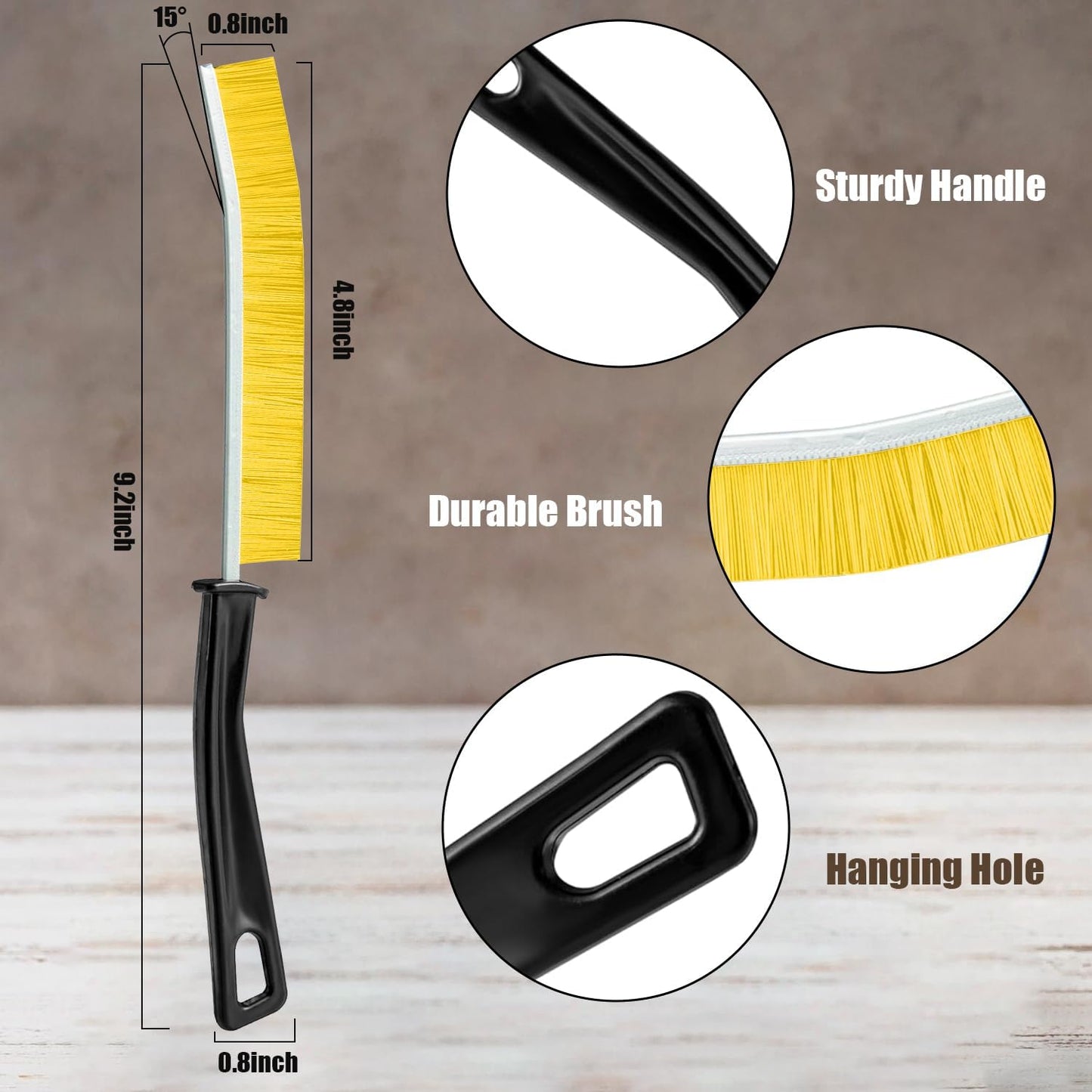 Crevice Cleaning Brush, 3Pcs Hard Bristle Brushes for Household Use, Gap Cleaning and Toilet Cleaner Brush