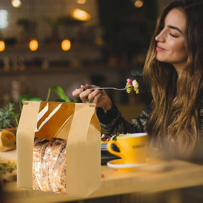 AZCJCZA 100 Pack 14" 8.3" 3.5" Packaging 100Pcs Paper Bread Bags for Homemade Bread Sourdough Bread Bags Large Kraft