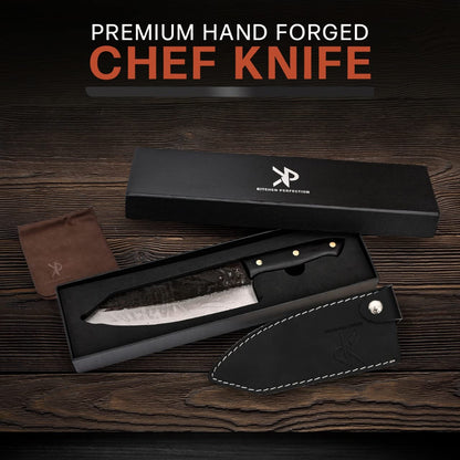 Kitchen perfection Handmade Chefs Carving Knife For Meat Cutting- Extremely Sharp Cooking Knife 8 Inch -Hand Sharpen Best Gift For Men - High Carbon Steel w/Leather Sheath