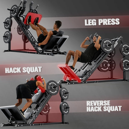 RitFit Gazelle Pro 3 in 1 Leg Press and Hack Squat Machine - High-Tensile Steel Leg Press Machine, 2000lbs Capacity, Adjustable Angles with Weight Storage (Black)